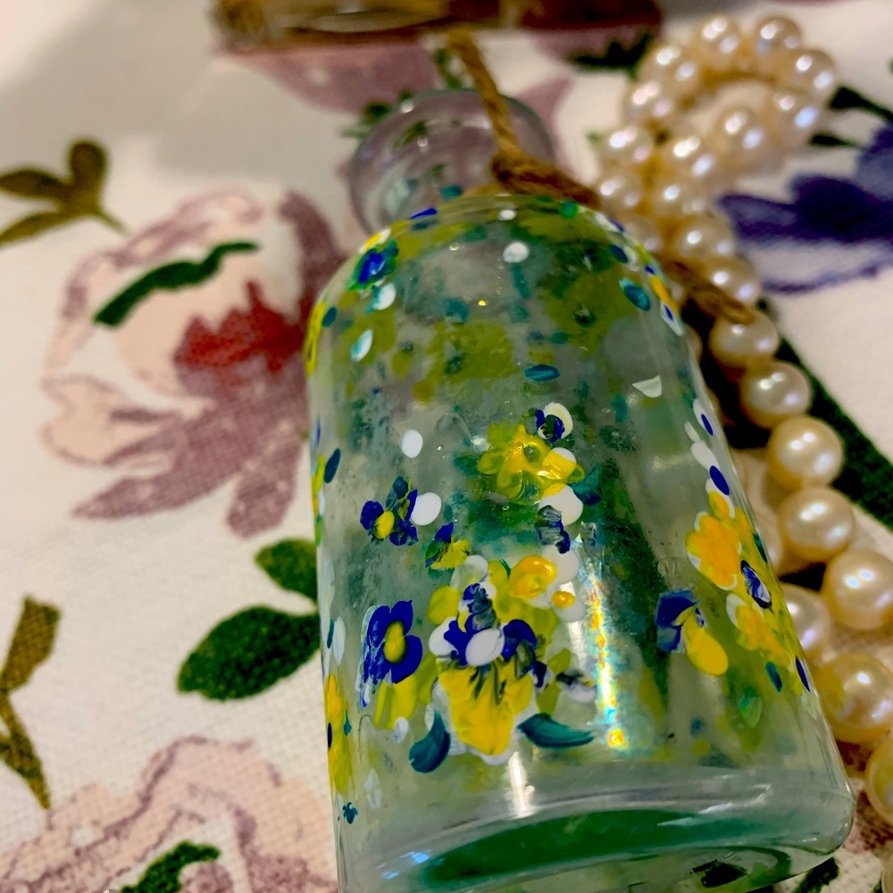 Painted antique bottle in yellow and blue🌼